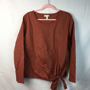 Adrienne Vittadini Orange Long Sleeve Blouse Large